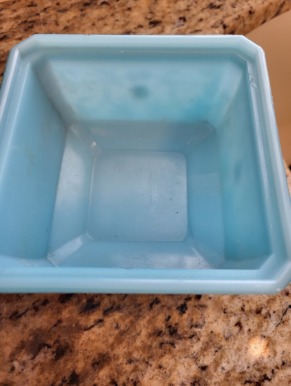 Vintage Blue 3 x 4.5 Inch  Milk Glass Footed Bowl Or  Planter - Picture 3 of 14